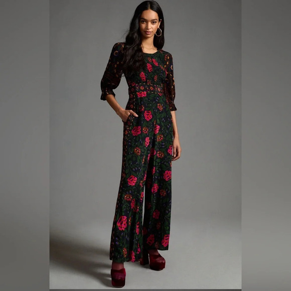 FARM Rio Pants - Printed Smocked Jumpsuit Farm Rio